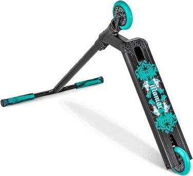 Скутер для трюків Movino Maniac: професійний фрістайл, IHC-компресія, дека Street, T-Bar 59x54 см, колеса 110 мм, ABEC 9, 3.8 кг, Holo/Blue
