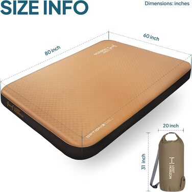 Каремат самонадувний Lost Horizon Air & Foam 11 см (Queen Size) з насосом для кемпінгу та туризму