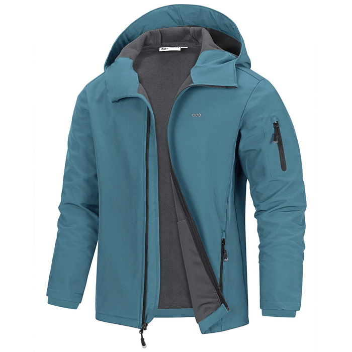 Чоловіча водонепроникна вітровка-софтшелл Jacke Herren 4XL блакитна. Куртка для туризму та активного відпочинку з капюшоном
