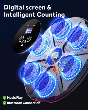 Yorraka Музичний бокс-машина для дорослих з LED підсвіткою, Bluetooth, 12 режимів швидкості, музичний тренажер для боксу з рукавичками