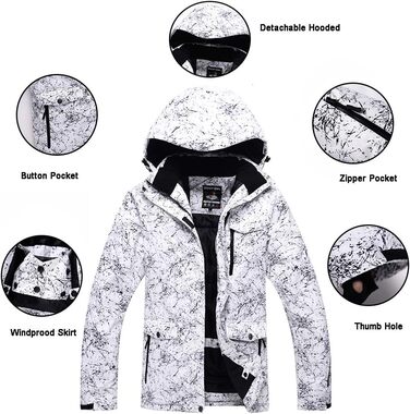 Куртка для чоловіків Kijacke, висока вітро- та водовідштовхувальна технологія, снігова куртка, колір: чорний (XL, Синій)