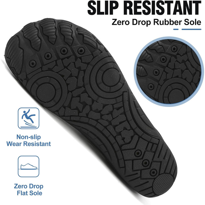 Чоловічі та жіночі аквашузи для плавання та відпочинку на пляжі, швидковисихаючі, з антиковзким покриттям, розмір 35-47, колір чорний