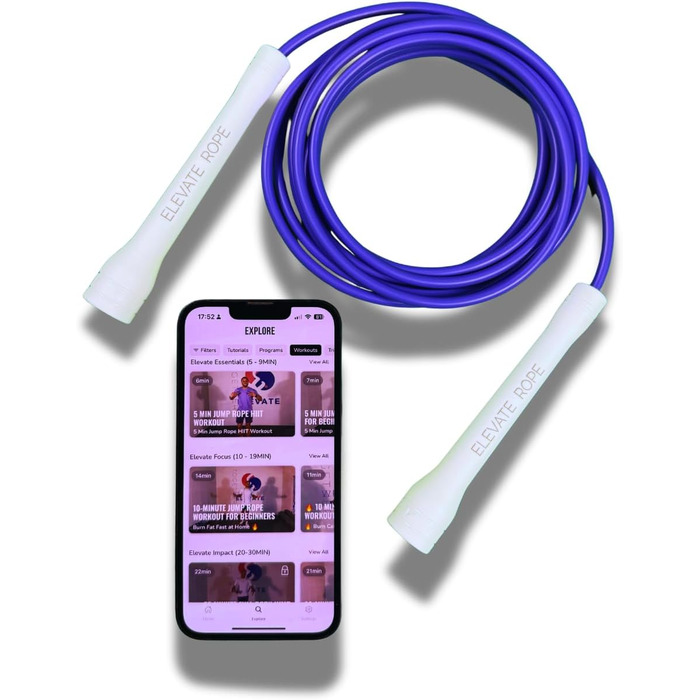 Професійне скакалка Elevate Speed Rope MAX з міцного PVC, нейлонового сердечника, довжина до 3 метрів, чорні/білі ручки (фіолетовий)