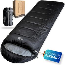 Спальний мішок EXPLORER® EF-200 XXL -18°C для дорослих. Теплий, великий, 220x80 см. Ідеально для кемпінгу, трекінгу, відпочинку на природі та подорожей. PFC-free, чорний.