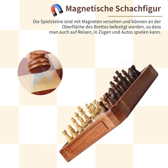 Магнітна дошка Creechwa 29x29 см: дерев'яна шахівниця та дошка для шашок, іграшка для дітей та дорослих