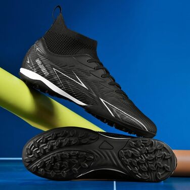 Черевики для футболу чоловічі та дитячі, високі, з шипами TF, чорні, розмір 44 EU