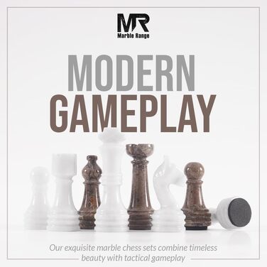 Шаховий набір з мармуру для дорослих, ручної роботи, з ігровим полем Verona & Green Onyx, 32 фігури, 2 додаткові королеви, коробка для зберігання, розкішна подорожна гра, елегантний подарунок для дому (Verona & Green Onyx) (Білий & Океанічний)