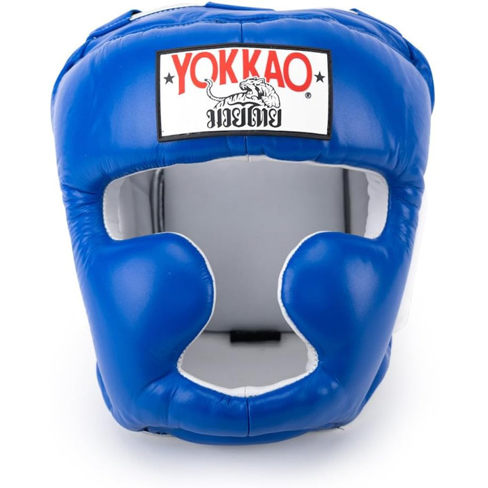 Боксерський шолом YOKKAO преміум зі шкіри для муай-тай, боксу, кікбоксингу, спарингів і змагань, з посиленим захистом щік, ручна робота