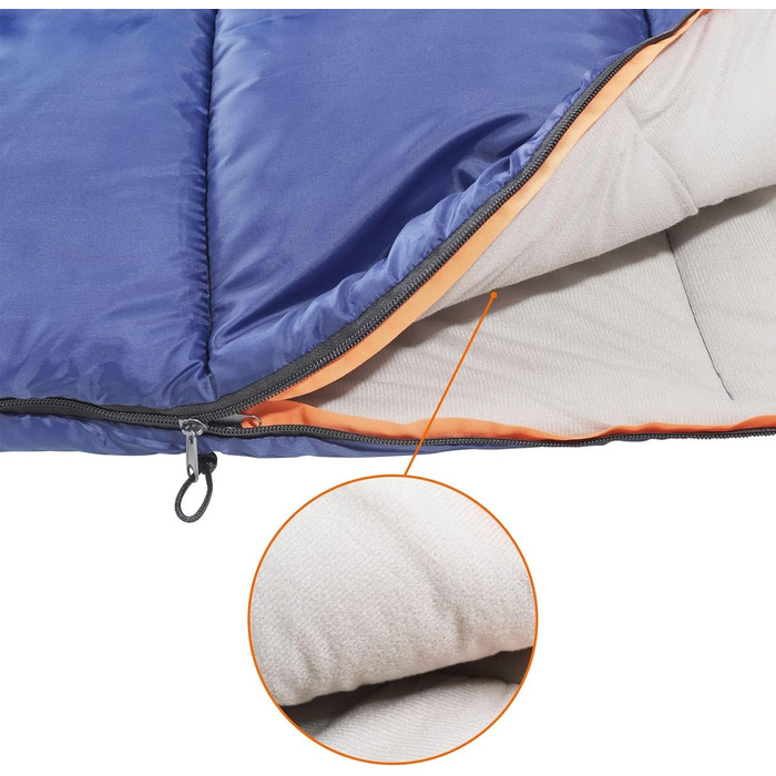 Спальний мішок Amazon Basics 4 сезони, для холодної та теплої погоди, для кемпінгу та піших прогулянок, прямокутний, блакитний