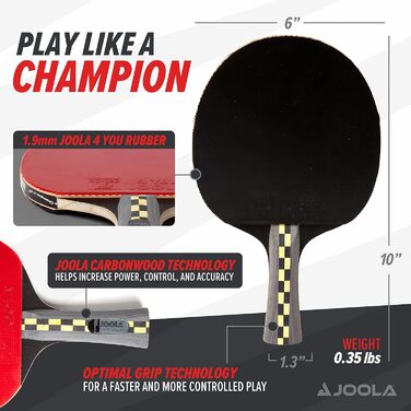 Професійна ракетка для настільного тенісу JOOLA Carbon Pro ITTF з чохлом, карбон, для змагань
