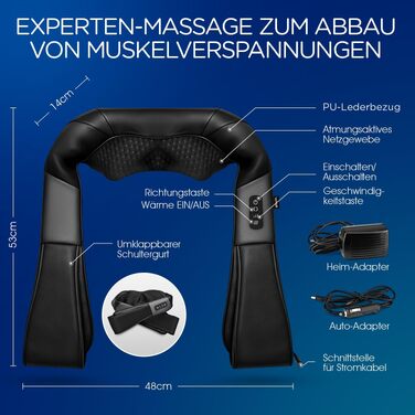 Масажер для шиї та плечей VOYOR-HEALTH PJ100 з інфрачервоним підігрівом, 4D Shiatsu масаж для спини та попереку, універсальний для дому, авто та офісу, чорний
