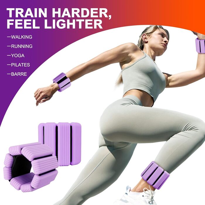 Набір манжет для ніг та рук (2 шт, по 0,5 кг) - фітнес, йога, пілатес, аеробіка, плавання, фітнес-аксесуар, Violett