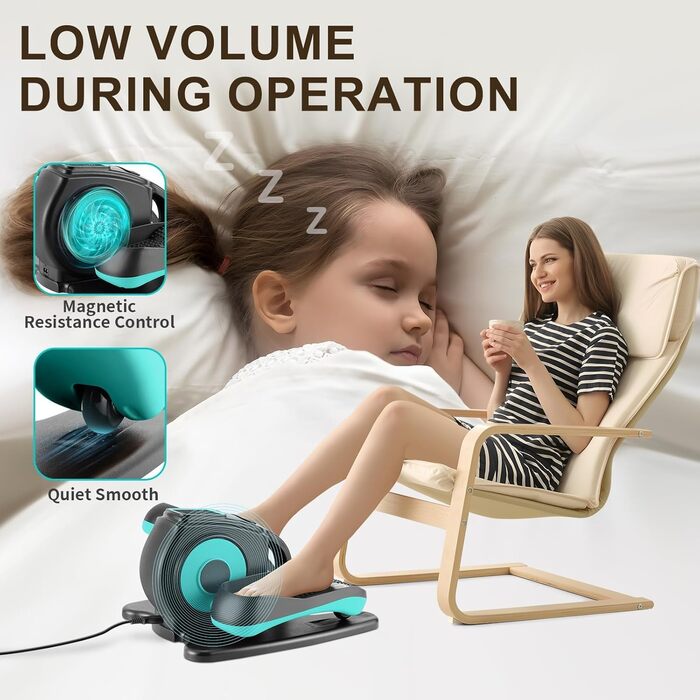 Електричний еліптичний тренажер для ніг з пультом керування, для дорослих та людей похилого віку, зелений