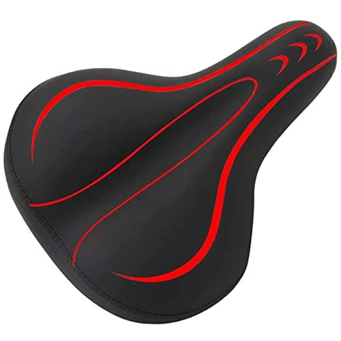 Велосипедне сідло Dripex для чоловіків та жінок: зручне, м'яке, гелеве, водонепроникне, ергономічне. Підходить для MTB, Citybike, шосейної велосипедів (Червоний)