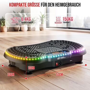 Віброплатформа для фітнесу 2026 з Bluetooth, LED-підсвіткою та 200 рівнями інтенсивності для схуднення та зміцнення м'язів вдома
