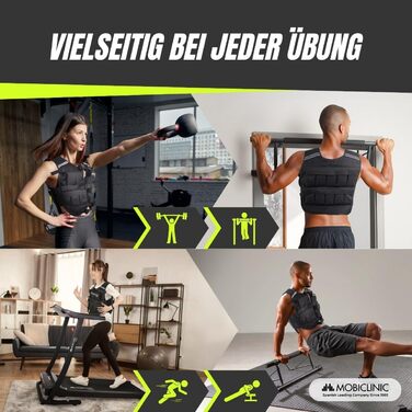 Жилет-обтяжувач Mobiclinic 10/20 кг, регульований, міцний, 600D Oxford, з вантажами, з відбивачами, для тренувань, залізний