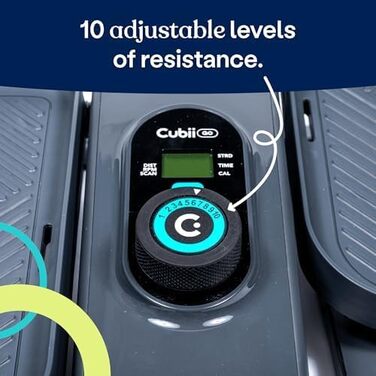 Cubii GO: еліптичний тренажер під стіл, велотренажер для дому, з LCD-дисплеєм та регулюванням навантаження, інтегровані колеса, модель Aqua
