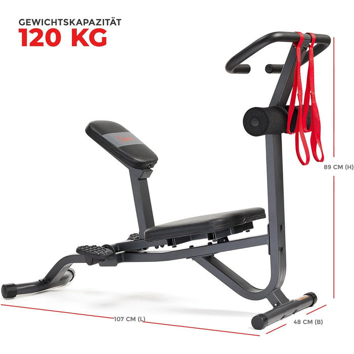 Романська лава для гімнастики Sunny Health & Fitness з регульованим нахилом – тренажер для пресу та спини для дому, багатофункціональний, для сідниць та пресу