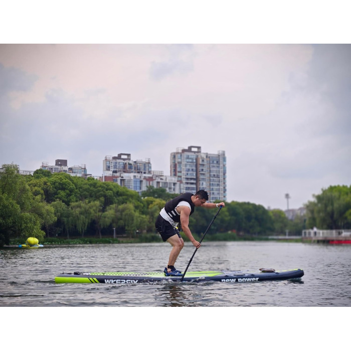 Надувний SUP Борд 380см для Турингу та Перегонів – Стабільний Станд Ап Падл Борд з високою вантажопідйомністю. Комплект Allround SUP з кріпленням для Action-Cam, підходить для йоги та риболовлі. Зелений 380*76см