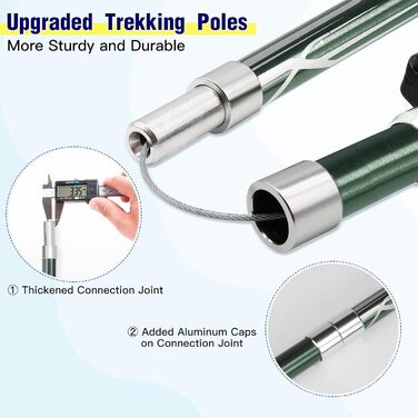 Трекінгові палиці Zentiva для Nordic Walking, складні, телескопічні, 110-135см, алюміній, зелені