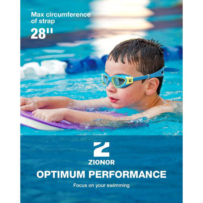 Дитячі окуляри для плавання ZIONOR G1MINI, антивідблискові, з UV-захистом, антифог, для хлопчиків і дівчаток 6-14 років, синьо-жовті