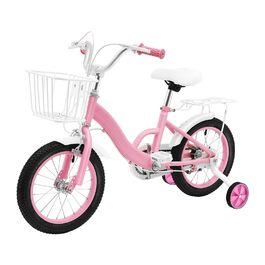 Дитячий велосипед 14 дюймів з навчальними колесами, заднім сидінням, кошиком, регульованою висотою. Велосипед для дітей від 3 років, підходить для навчання та катання на вулиці.