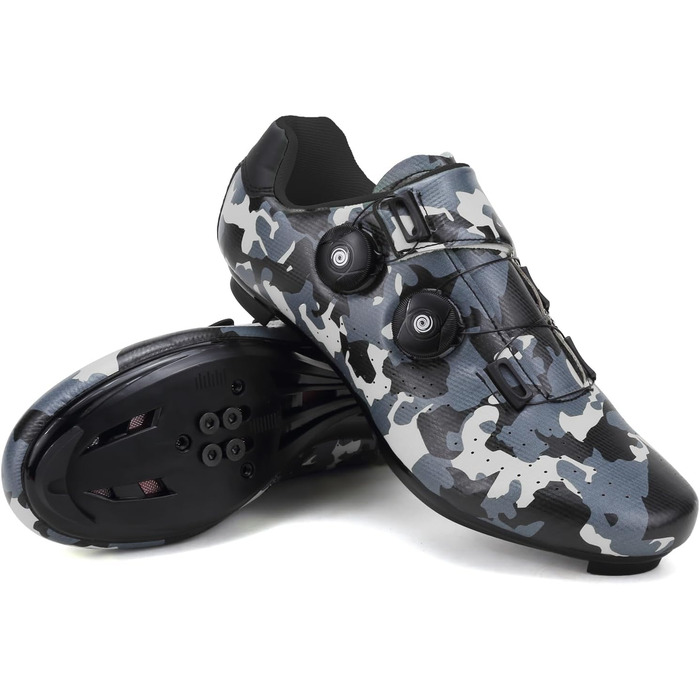 Чоловічі велосипедні туфлі для MTB, шосе та гірського велосипеда. Дихаючі велотуфлі, сумісні зі SPD/SPD-SL. Розмір 47 EU, камуфляж сірого кольору