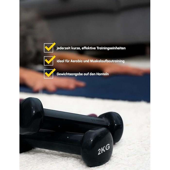 SPORTINATOR Гантелі 2 шт. по 2 кг, шестигранні, чорні, для дому та спортзалу, унісекс, силові тренування
