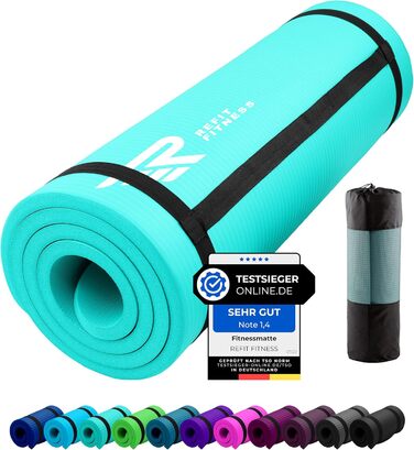 Гімнастичний килимок Profi 190x60 см PainProtect & SmartCell NBR, нековзкий, для йоги, пілатесу, спорту, товщина 10-15 мм, з ременем і сумкою