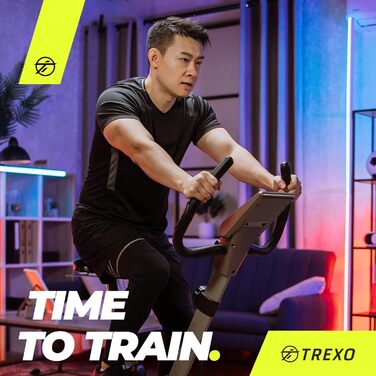 TREXO Hex стаціонарний велотренажер з комп'ютером, магнітною системою навантаження, міцна конструкція, маховик 4 кг, чорний EB-H02