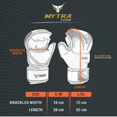 MMA рукавички Mytra Fusion з відкритою долонею і регульованою підтримкою зап'ястя для греплінгу, бойових мистецтв, спарингів та мішка