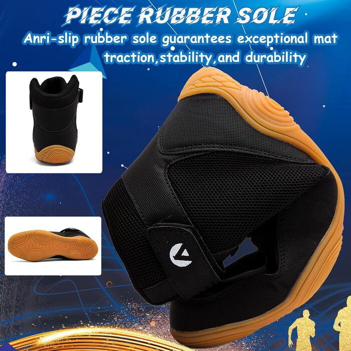 Черевики для боротьби чоловічі, протиковзкі, дихаючі. Підходять для боротьби, боксу, кросфіту, важкої атлетики, бодібілдингу (38 EU, чорний/жовтий)