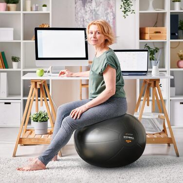 М'яч для фітнесу MANTRA SPORTS – фітбол для занять йогою, пілатесом, офісу та спини, баланс-м'яч для вагітних, розмір L (1,61 м – 1,78 м), чорний