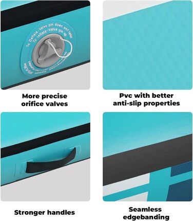 Гімнастичний надувний мат Quashley, 20,3 см товщиною, з двома липучками, гнучкий, 4 м/4,9 м/6 м, надувні килимки для тренувань, черлідинг, електричний насос вдома