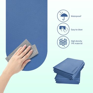 Складаний йога-мат PROIRON TPE 183x61x0,6 см, нековзкий, легкий, з сумкою, для фітнесу, пілатесу, синьо-зелений