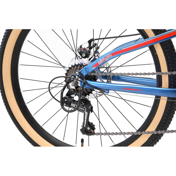 Гірський велосипед BIKESTAR алюмінієвий 24 дюйми для дітей 9-14 років, 21-швидкісна Shimano, дискові гальма, амортизаційна вилка