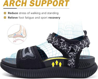 Жіночі трекінгові сандалі KuaiLu: зручні ортопедичні сандалі для піших прогулянок та спорту, літні сандалі на шнурівці, чорні (39 EU)