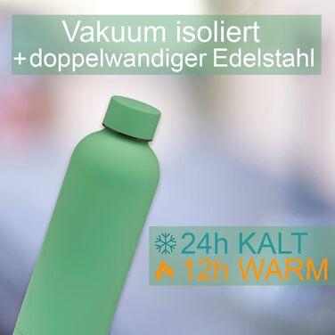 Набір із 2 термобутилок Smart-Planet 500 мл з нержавіючої сталі, зелена стильна поверхня, герметична пляшка для води для спорту, залу, офісу та вулиці