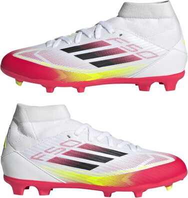 Дитячі футбольні бутси adidas F50 League Mid FG/MG - Білі, Чорні, Жовті (28 EU)