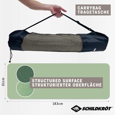 Йога-мат Schildkröt Fitness BICOLOR, двосторонній, не містить ПВХ, антиковзкий, 180x61x0,4 см, у чохлі, зелений / моховий