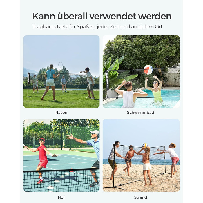 SONGMICS Сітка для бадмінтону/волейболу, регульована висота, портативний набір, 3м/4м/5м, для саду, парку, на вулицю