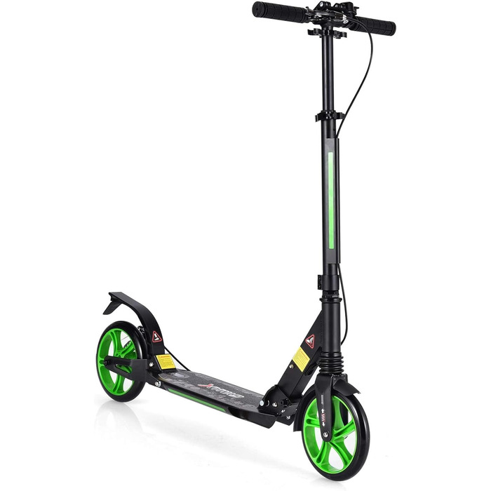 GOPLUS Roller Kinder 8 Jahre: Трюковий самокат для дітей та дорослих, 8 років, з регулюванням висоти, складний, з гальмом та ременем (Зелений)