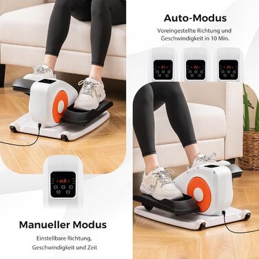 Міні еліптичний тренажер COSTWAY під стіл, електричний крос-тренажер з LED-дисплеєм та пультом дистанційного керування, кардіо-тренажер степер для дому, портативний педальний тренажер для дорослих та літніх людей (білий)