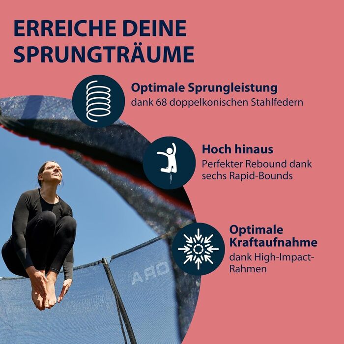 Батут HUDORA 4square 244x366/215x305 см - великий прямокутний для активного відпочинку, до 120 кг, сімейний, висока пружність, якісний