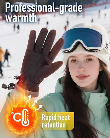 Рукавички GoSkala для жінок та чоловіків - зимові велосипедні рукавички, теплі рукавички для катання на лижах, водонепроникні, з підтримкою сенсорного екрану, спортивні рукавички для бігу, їзди, походів, чорні