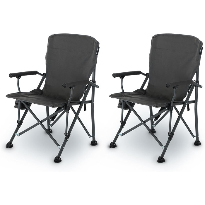 Крісло для кемпінгу Qeedo Johnny XL, 150 кг, стабільне, з підстаканником (Deep Grey, 2 шт.)