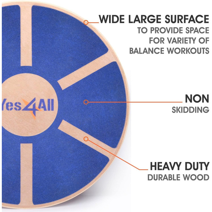 Дерев'яний балансборд Yes4All: тренажер для рівноваги з антиковзким покриттям (блакитний)