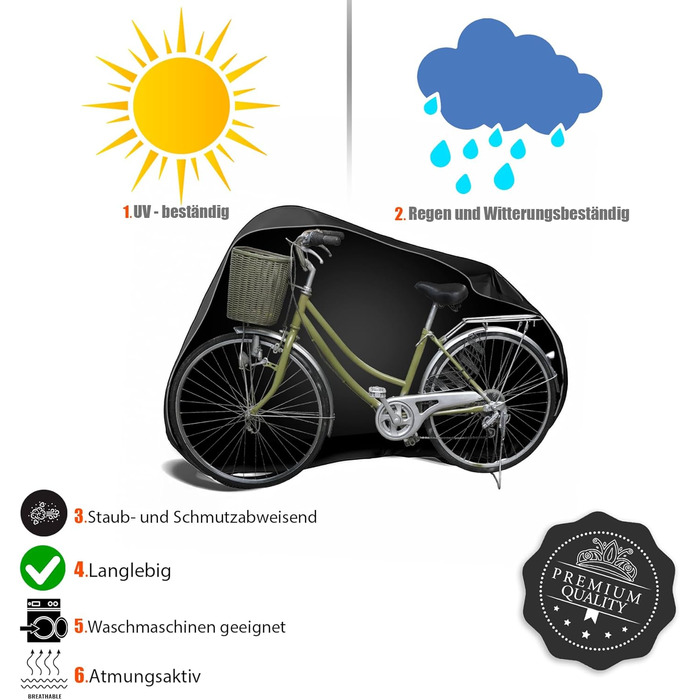 Водонепроникний чохол для велосипеда BigDean – захист від негоди, підходить для 1-2 велосипедів, мотоциклів та ролерів, поліестер 210D