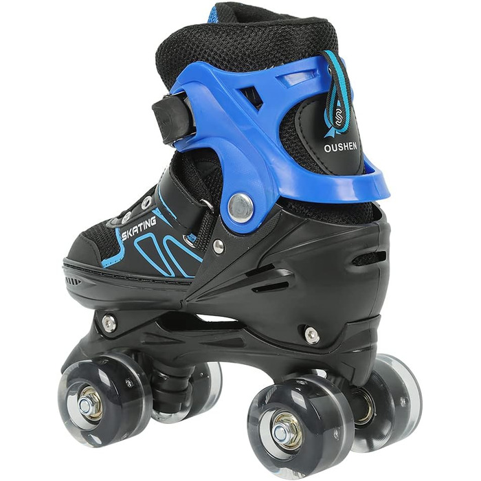 Інлайнери для дітей та дорослих: ролики для катання на роликах з великими колесами 76 мм, регульовані ролики для безпечного катання на вулиці, подарунок для дітей та підлітків, розмір M, червоно-чорний та синій