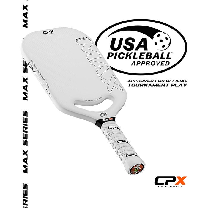 Pickleball-Paddel CPX MAX Series: Вуглецеве волокно, T700, професійна якість, довга форма, 14 мм ядро, зручний захват, довговічний, дизайн Chicago